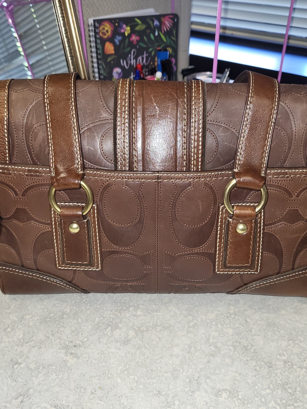 Vintage Coach Hamptons Embossed Leather Satchel Bag Mahogany Brown - Picture 3 of 8